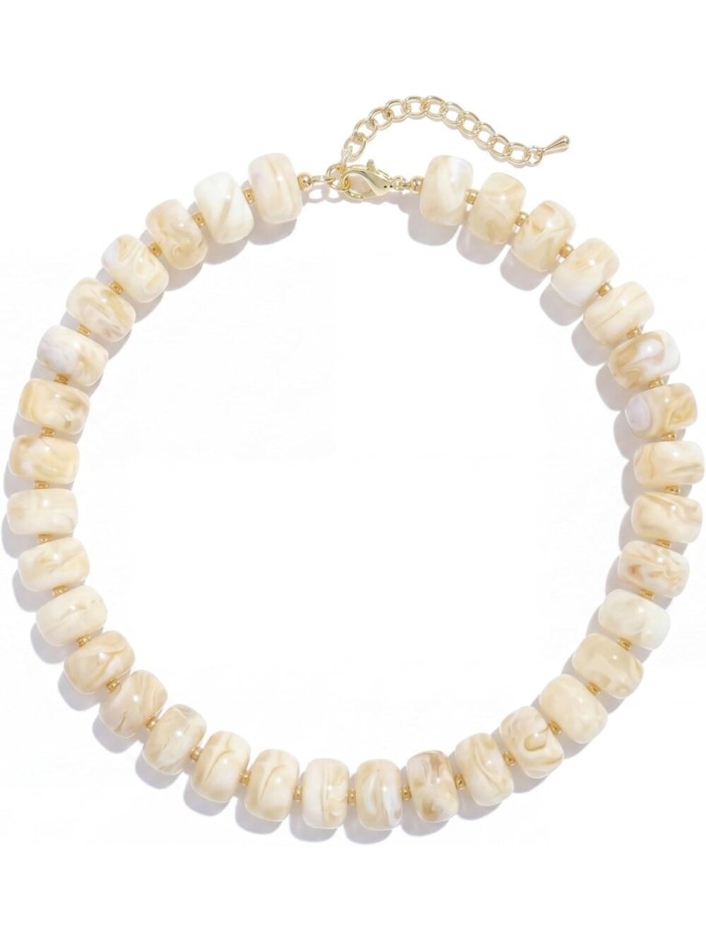 Women's Cream Chunky Acrylic Beaded Choker Statement Trendy Jewelry Gift